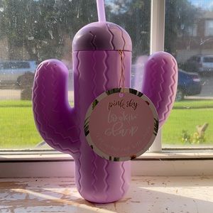 Purple cactus cup with straw
